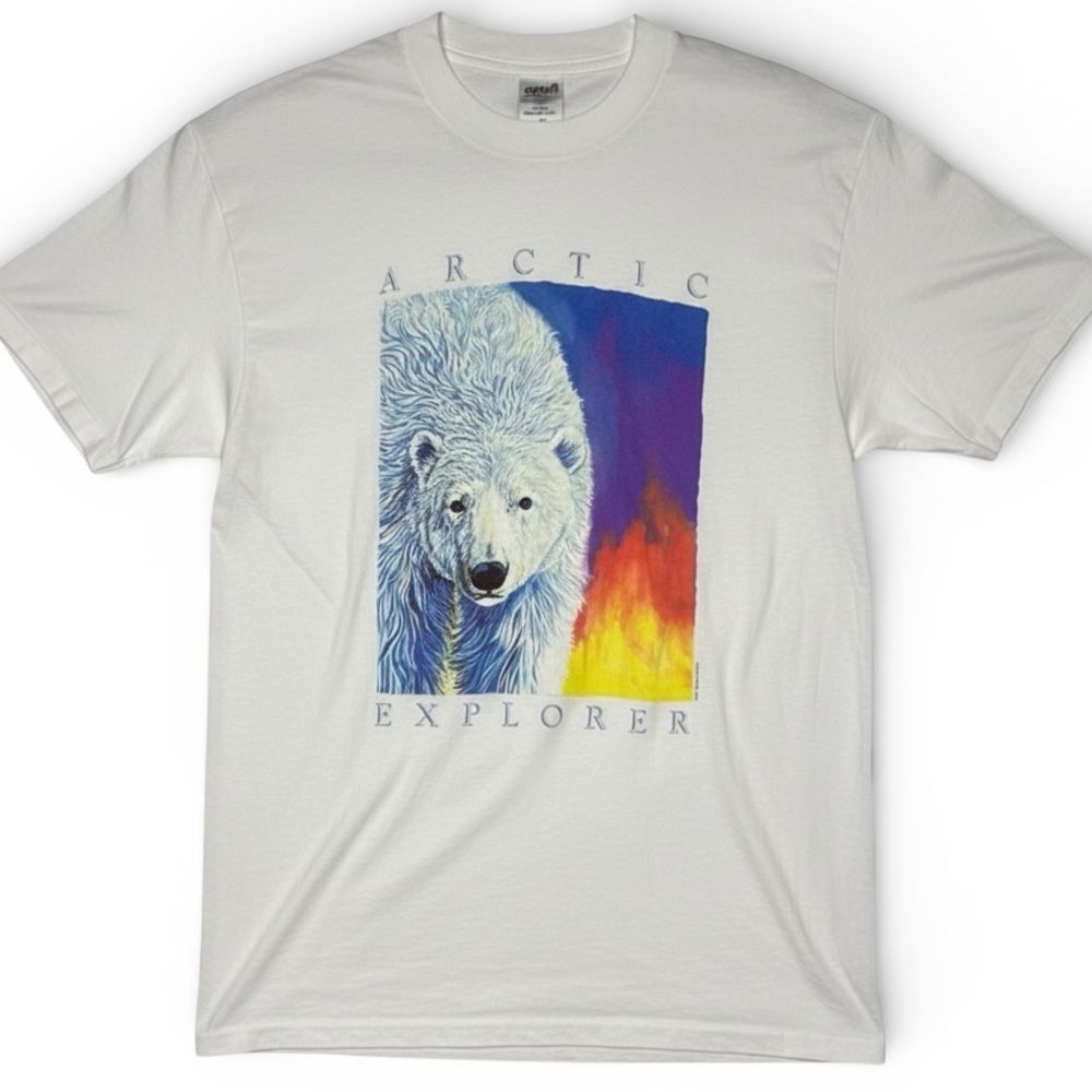 Vintage Arctic Explorer Polar Bear Graphic Tee Single Stitch Anvil USA XL